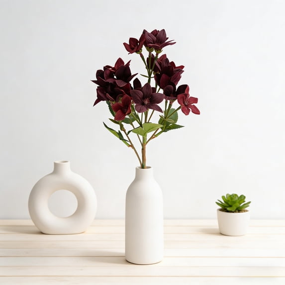 Gumesh Black Artificial Flower Bouquet, 12.2in Fake Floral Stems for Wedding & Home Decor