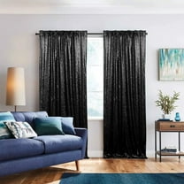 Gumesh Black Sequin Backdrop Curtain, Large Sparkling Party Background for Wedding Stage, Birthday & Holiday Decor, 2x8ft Glittering Photo Booth Wall Decor