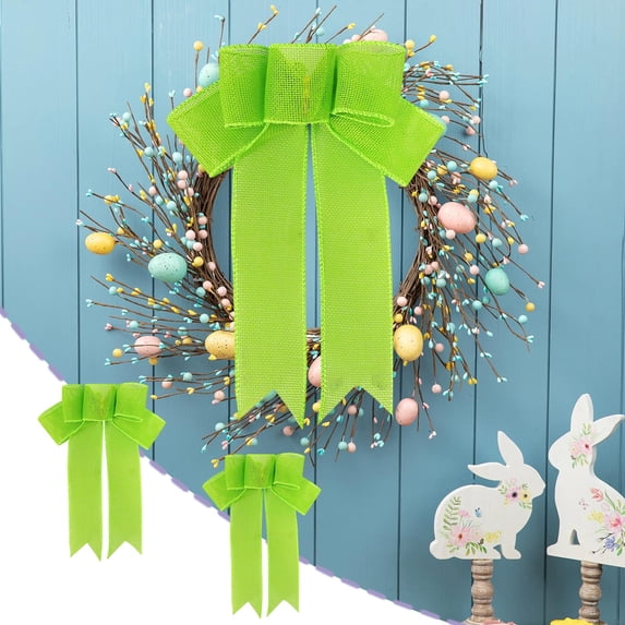 Gumesh Burlap Bows, Handmade Imitation Linen Ribbon Bows for Party Decor, Wedding, Gift Wrapping & Crafts (Set of 12, 10-Inch,Green)