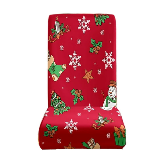 Gumesh Christmas Chair Covers Set of 6, Stretchable Spandex Slipcovers for Dining Room Chairs, Festive Holiday Party Decor, Washable Chair Protectors, Red/Green
