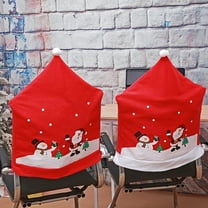 Gumesh Christmas Chair Covers - Santa Claus Hat & Snowflake Design, Red Festive Dining Chair Decorations for Kitchen/Holiday Parties