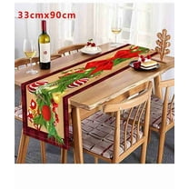 Gumesh Christmas Tablecloth 12x36 Inch, Waterproof Rectangular Table Cover for Indoor Outdoor Use, Festive Holiday Dining Decor for Party, Living Room