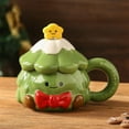 thumbnail image 1 of Gumesh Christmas Tree Ceramic Mug with Lid - 14oz Large Capacity Coffee Cup with Stir Stick, Cute Holiday Gift for Office, Home, Christmas Party Gifts, 1 of 6