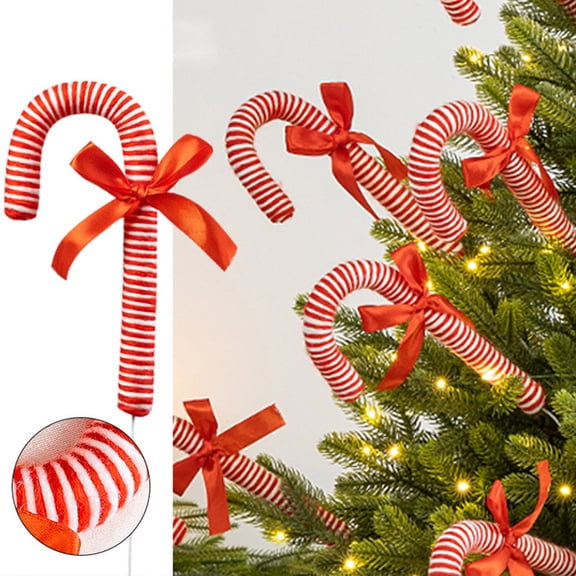 Gumesh Classic Red & White Candy Cane Decorations, Shatterproof Resin Candy Branches for Christmas Tree, Traditional Holiday Decor for Gifts & Party Display