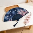 thumbnail image 1 of Gumesh Classical Antique Style Folding Fan with Tassel - Portable Paper Fan for Wedding Decorations, Stage Props & Summer Use, Decorative Hand Fan, 1 of 6
