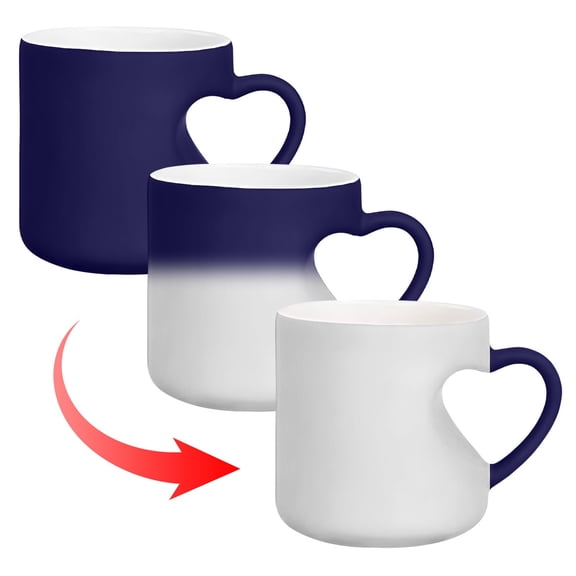 Gumesh Color-Changing Heart Mug 11oz - Temperature-Activated Reveals Secret Message, Romantic Ceramic Gift with Double Heart Design