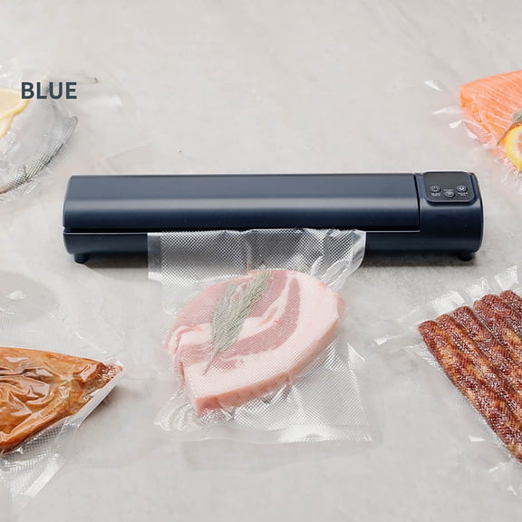 Gumesh Compact Vacuum Sealer for Food - Contains 10 Seal Bags) Featuring LED Pressure Display, Portable & Compact for Countertop(Blue)