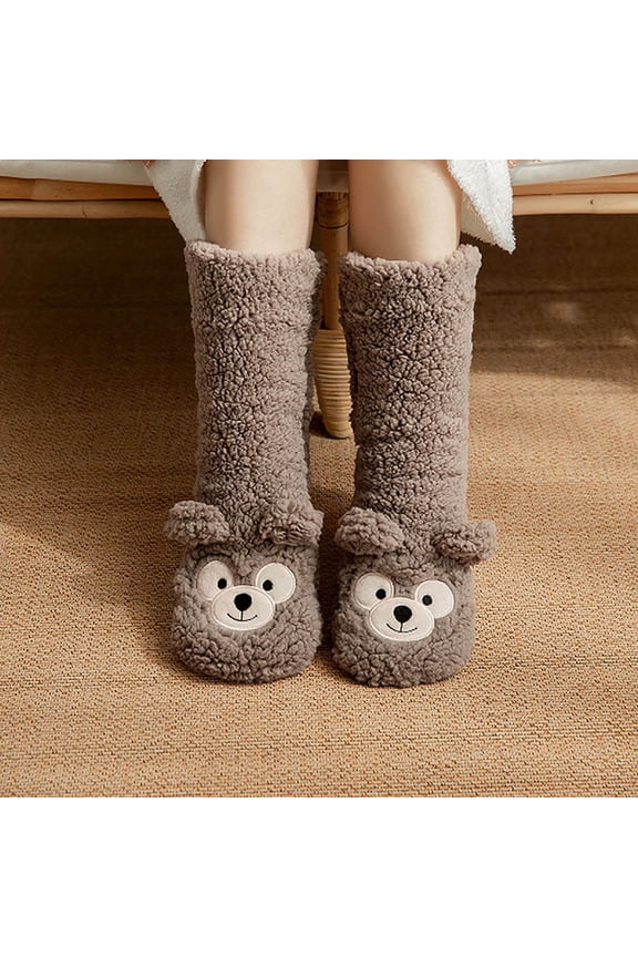 Cozy Anti-Slip Gripper Socks for Women, Cute Sleeping & Lounge Socks with Warm Plush Interior, Non-Slip House Socks for Hardwood Floors