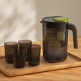 thumbnail image 1 of Gumesh Crystal-Clear Pitcher with 4 Tumblers Set - Clear Plastic Pitcher, Cups for Fruit Tea and Cold Beverages, Includes Teapot for Serving, 1 of 6