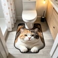 thumbnail image 1 of Gumesh Cute Cat U Shaped Bathroom Rugs Toilet Mat Cute Contour Rug Non Slip Water Absorbent Funny Bathroom Decor Washable Green Toilet Rug 20x16 Inch, 1 of 6