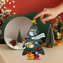 Gumesh Desktop Christmas Tree - 10-Inch Wooden Tabletop Decor with Natural Wood Grain, Mini Holiday Centerpiece for Home & Office