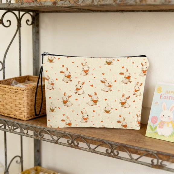 Gumesh Easter Bunny Toiletry Bag, Portable Travel Cosmetic Case with Anti-Slip Hook, Hanging Wash Bag for Camping, Shower, Holiday Gift