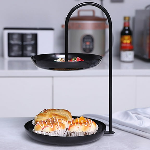 Gumesh European Style Dried Fruit Tray， Modern Living Room Home European Simple Coffee Table Double-Layer Tray Personalized Snack Plate Jewelry Storage Fruit Platter Tray for Party