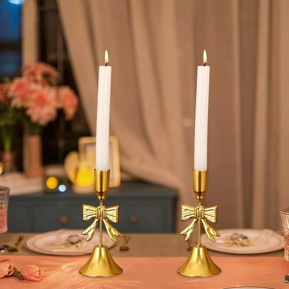 Gumesh European Style Metal Candlestick Holders, Set of 2 Romantic Table Decor for Candlelight Dinner, Elegant Dining Room Centerpiece