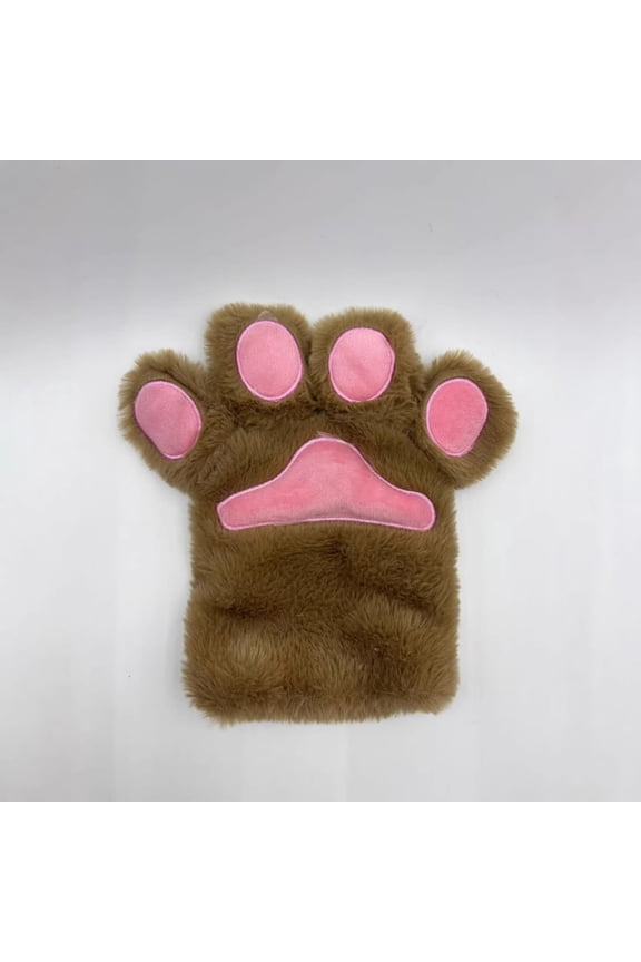 Faux Fur Cat Paw Mittens | Warm Paw Gloves for Winter, Cute & Cozy Claw Hands, Novelty Accessory for Costume, Anime, Casual Wear(Brown)