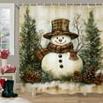 thumbnail image 1 of Gumesh Fun Snowman Family Shower Curtain - 71x59 Inch Festive Bathroom Decor for Christmas, Waterproof PEVA, 1 of 6