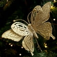 thumbnail image 1 of Gumesh Glitter Butterfly Christmas Branches with Gold Sequins, 6-Pack Sparkling Floral Arrangement Stems, Decorative Winter Branches for Centerpieces and Wreaths, 1 of 6