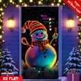 thumbnail image 1 of Gumesh Glow in the Dark Christmas Door Cover, Fluorescent Santa & Tree Print Holiday Banner for Indoor/Outdoor, Mesh Fabric Door Curtain with Easy Hanging Tabs, 1 of 6