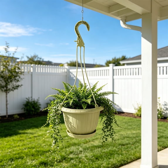 Gumesh Hanging Planters for Indoor Outdoor Plants with Drainage Holes and Chain, Round Hanging Flower Pots for Garden Home Porch Decor, Green