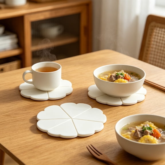 Gumesh Heat-Resistant Silicone Trivet Mats, Non-Slip Hot Plate Holder for Kitchen Countertops & Dining Table, Reusable Pot Holder Pad with Secure Grip, Dishwasher Safe