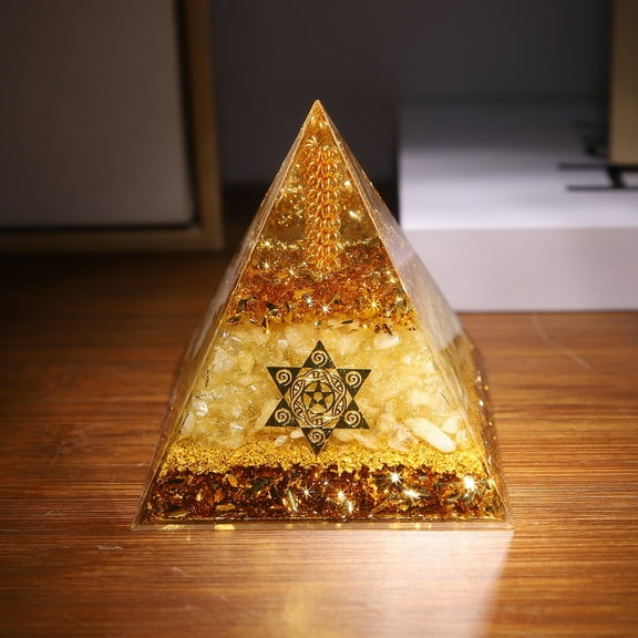 Gumesh Hopeseed Orgone Pyramid Flower of Life Orgonite Money Healing,Crystal Pyramids Energy Tower Crystal Gravel Drip Resin Home Desktop Manual Ornaments Gift christmas ornament