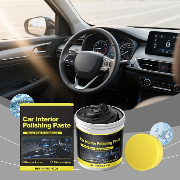 Gumesh Interior Car Polish & Restorer - 3.5oz Paste for Dashboards, Leather, Plastic & Vinyl, Removes Light Scratches, Restores Deep Shine & UV Protection