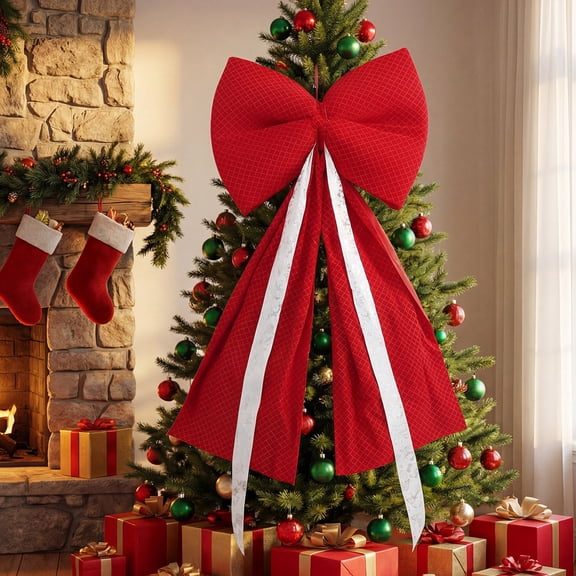 Gumesh Large Red Velvet with Glitter Gold Edge Bows Farmhouse Wreaths Bow for Gift Wrapping Tree Topper Front Door Home Decorations