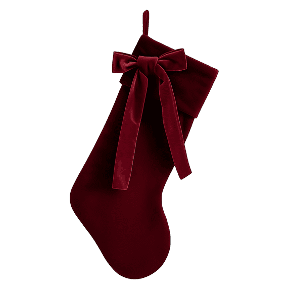 Gumesh Luxury Velvet Christmas Stocking with Plush Bow, Gift Bag & Ornament Hanger Combo, Premium Fireplace Decor with Embroidered Accents for Holiday Season