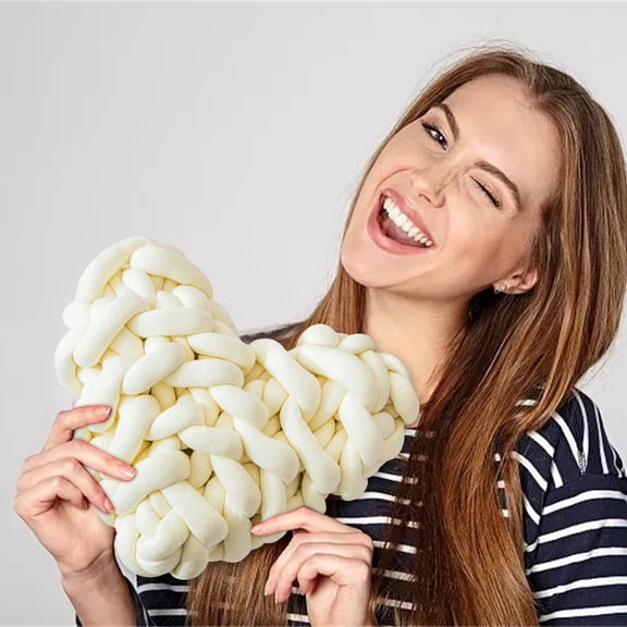 Gumesh Macrame Knot Heart Pillow, Cute Love Shaped Throw Pillow for Backdrop, Home Studio - White, 11x10.6 Inches