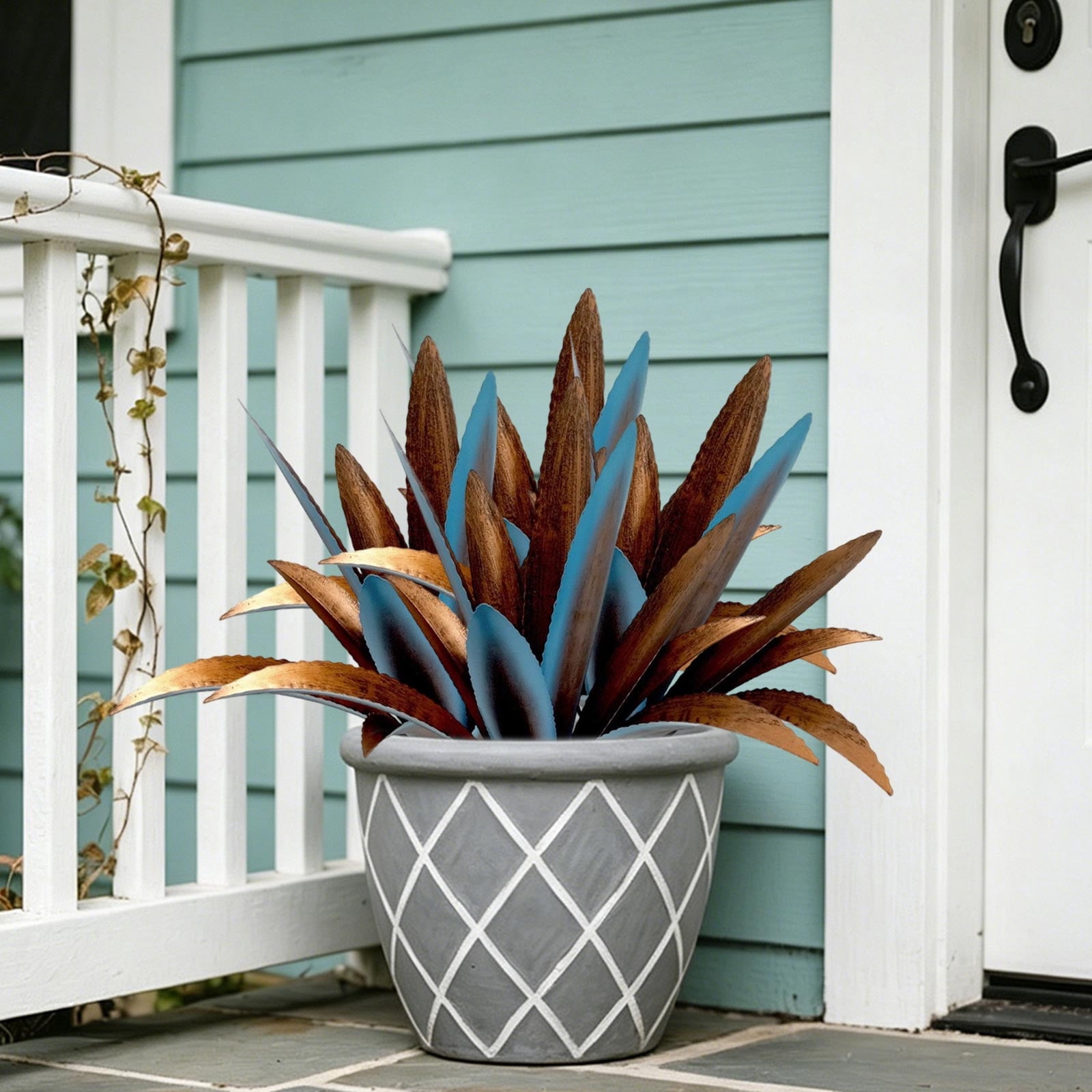 Gumesh Metal Agave Garden Art Metal Plant Country Sculpture Statue Outdoor Decoration Agave Metal Plant Courtyard Garden Lawn Ornament Gift
