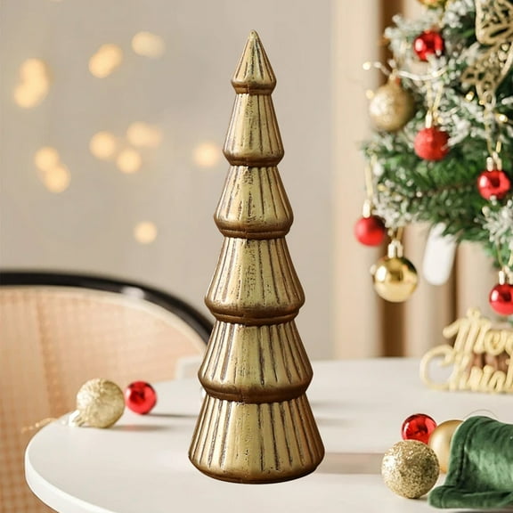 Gumesh Mini Wooden Christmas Tree for Tabletop - Natural Pine Desktop Decor for Home, Office, Mantle, Hand-Crafted Rustic Farmhouse Holiday Decoration & Gift