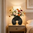 thumbnail image 1 of Gumesh Modern Fan-Shaped Ceramic Vase, Black Ribbed Decorative Vase for Home & Living Room Decor, 1 of 6