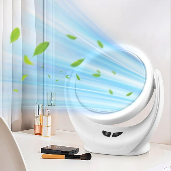Gumesh Multi-functional Three-in-one Small Fan With Lamp Makeup Mirror, Portable Dormitory Bedside Small Fan Makeup Lamp For Home/Office/Outdoor/Kitchen