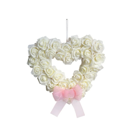 Gumesh Pink Rose Heart Garland - Artificial Flower Garland for Valentine’s Day, Wedding, Bedroom, Wall Decor, Romantic Party Decoration