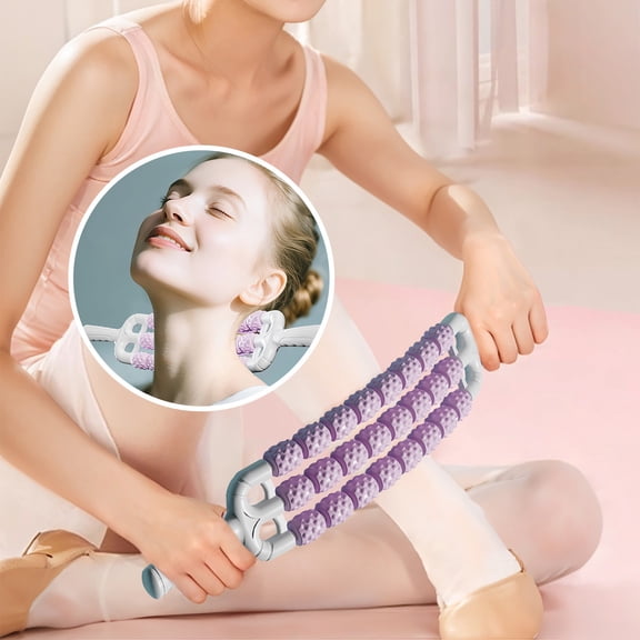 Gumesh Portable Massage Stick - Yoga & Muscle Recovery Tool with Roller Head for Back, Neck, Legs - Deep Tissue Myofascial Release, Pain Relief