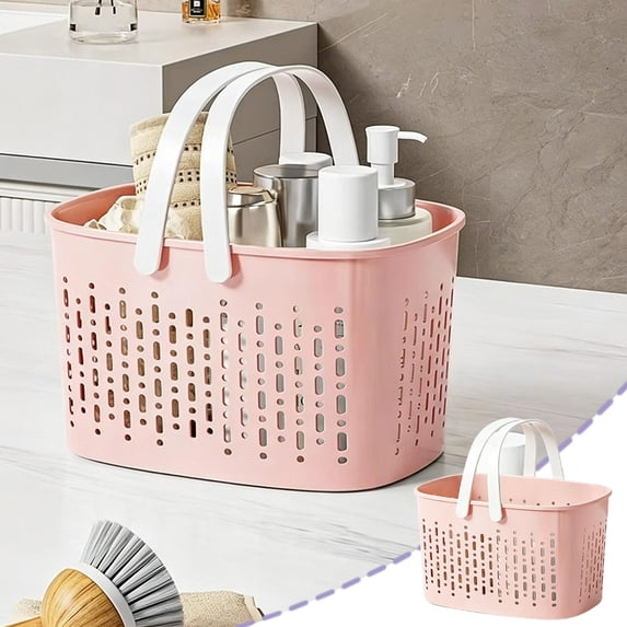 Gumesh Portable Shower Caddy Basket, Plastic Organizer Storage Tote with Handles Toiletry Bag Bin Box for Bathroom, College Dorm Room Essentials, Kitchen, Camp, Gym,Pink