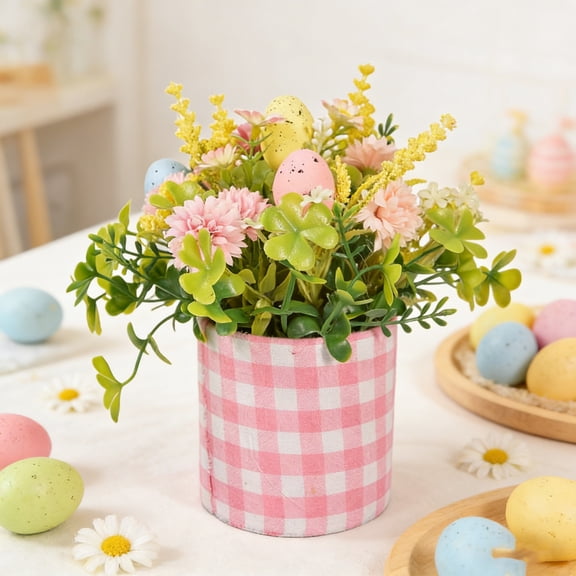 Gumesh Potted Easter Egg Tree with Hanging Eggs - Artificial Mini Tree for Holiday Tabletop Decorations & Home Display