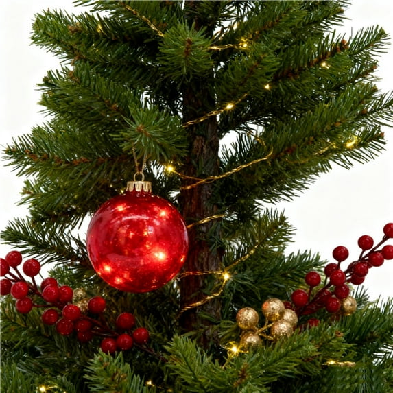 Gumesh Pre-Lit Crackle Glass Christmas Ornament Balls, Tabletop Decor for Mantel/Xmas Party Centerpiece