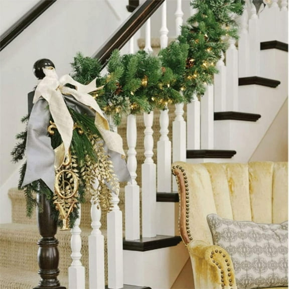 Gumesh Prelit Christmas Garland with Lights 9 ft Battery Operated 50 LED Lights, Christmas Garlands for Decoration, Xmas Garland Mantel Decor Stairs Christmas Decor