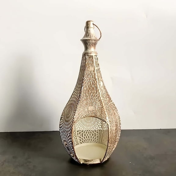 Gumesh Ramadan & Eid Decor - Islamic Pattern Hollow-Out Metal Candle Holder, Creates Starry Ambiance | Tea Light Holder for Ramadan Nights, Eid Mubarak Gift