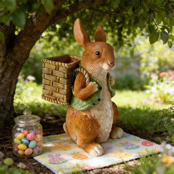Gumesh Resin Rabbit Figurine for Outdoor Garden, Little Bunny Statue for Courtyard, Potted Plant Landscaping, Bonsai Sculpture Decoration, Handmade Craft Ornament for Patio, Lawn