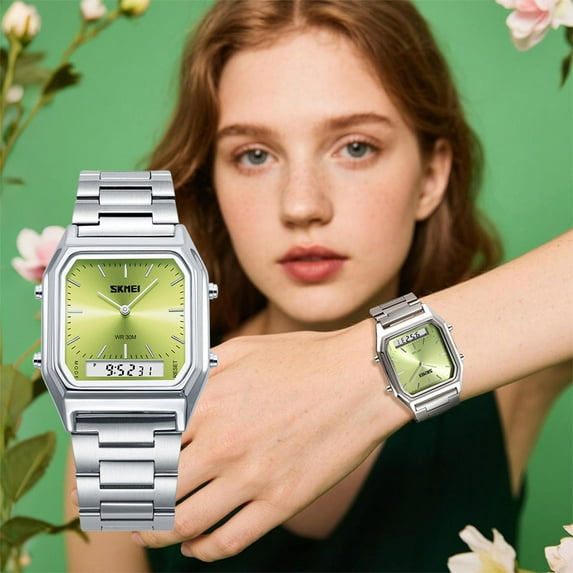 Gumesh Retro Square Women‘s Watch - Elegant Stainless Steel Band & Minimalist Dial, Water Resistant Quartz Watch with Luminous Hands for Daily Office Wear