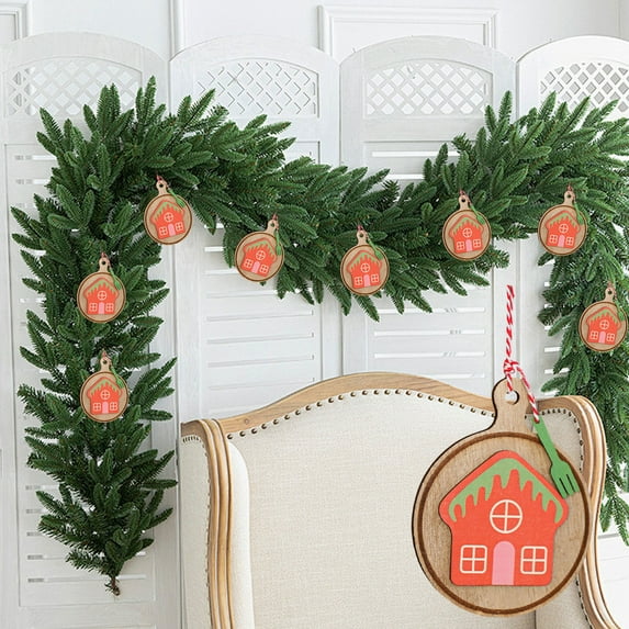 Gumesh Round Wooden Snowflake Ornaments Set, Rustic Christmas Tree Decor with Birch Wood Plaques – Hand-Painted Holiday Hanging Pendants for Home & Gifting