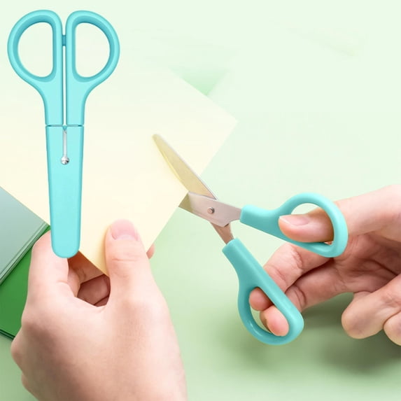 Gumesh Safety Toddler Scissor Blunt Tip with Cover, Small Craft Cutting Paper Scissors ,Light Blue