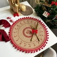 thumbnail image 1 of Gumesh Set of 4 Round Woven Christmas Placemats, Red Snowflake & Reindeer Design, Wipe-Clean Mats for Holiday Kitchen & Dining Table Decor, 1 of 6