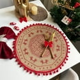 thumbnail image 1 of Gumesh Set of 4 Round Woven Christmas Placemats, Red Snowflake & Reindeer Design, Wipe-Clean Mats for Holiday Kitchen & Dining Table Decor, 1 of 6