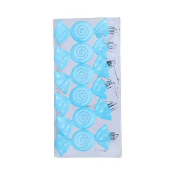 Gumesh Set of 6 Glossy Candy Christmas Ornaments, Flat Color Plated Baubles for Tree Decor, Bright Modern Holiday Hanging Pendants