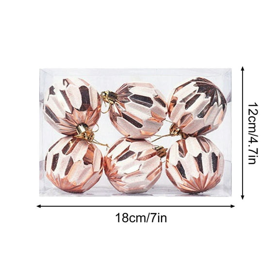 Gumesh Shiny Christmas Ball Ornaments - 6-Pack Plastic Glitter Hanging Balls with Reflective Finish for Tree & Party Decor
