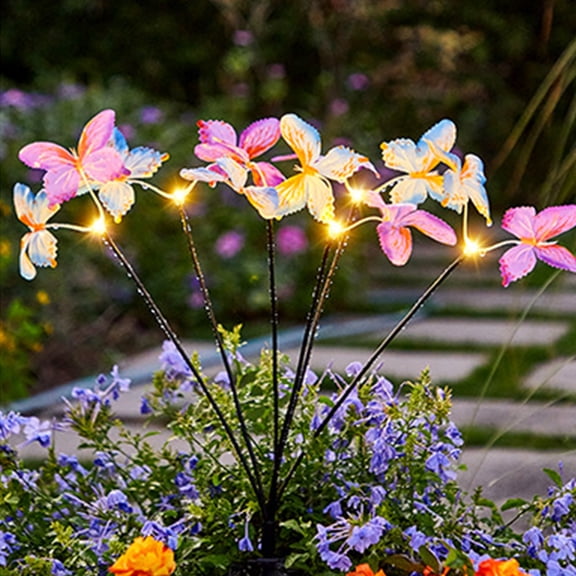 Gumesh Solar Butterfly Garden Lights - Realistic Fluttering Butterfly Stake Lights, Auto On/Off Waterproof Outdoor Decor for Pathway, Yard, Patio,Purple