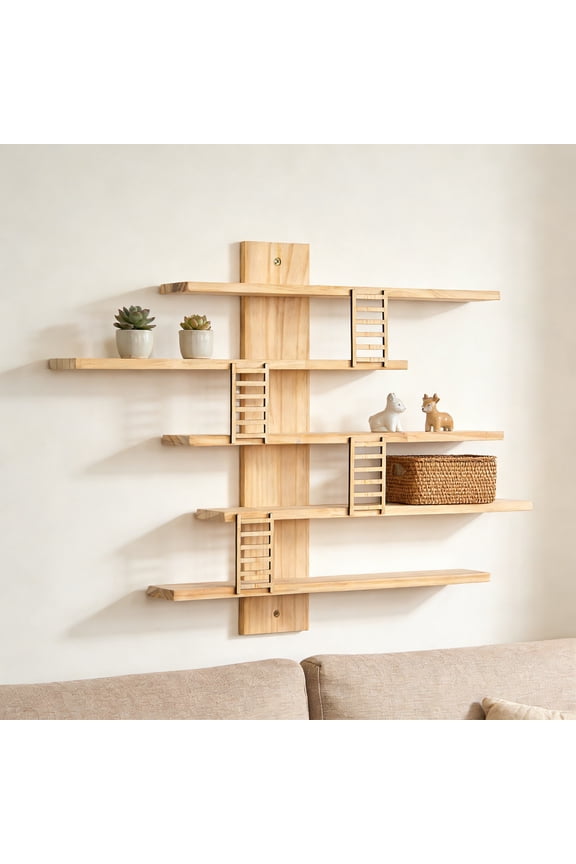 Solid Wood Wall Mounted Display Shelf - Mini Decorations, Figurines,Collectible Showcase, Floating Shelves, Easy Install Model Stand
